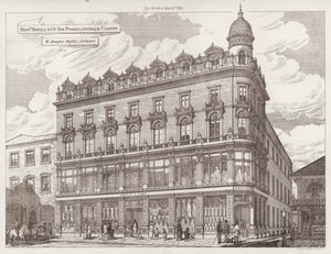 Neue Räumlichkeiten von Messrs Howell und Co, im Bau in Cardiff (Gravur) von English School