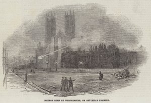 Meteor in Westminster, am Samstagabend gesehen (Gravur) von English School