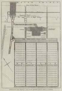 Metropolitan Main Drainage, Plan der Southern Outfall Works in Crossness (Stich) von English School