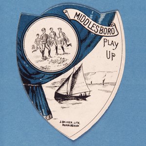 Middlesboro Spiel auf, Baines-Karte in Form eines Schildes, 1888-89 von English School