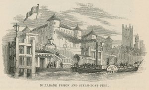 Millbank-Gefängnis und Dampfschiffanlegestelle von English School