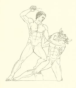 Minotaurus, getötet von Theseus, dem Freund von Herkules von English School
