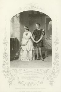 Miss Jenny Marston und Mr. F. Robinson als Florizel und Perdita, Das Wintermärchen, Akt IV, Szene iii von English School