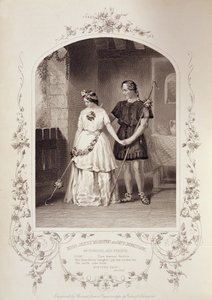 Miss Jenny Marston als Perdita und Mr. F. Robinson als Florizel, Akt IV Szene 3, in Das Wintermärchen von William Shakespeare (1564-1616) graviert von Thomas Sherratt (fl.1860-80) nach einem Daguerreotyp von Pa