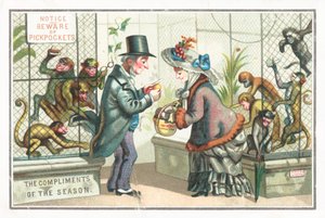 Affen-Taschendiebe im Zoo, Weihnachtskarte von English School