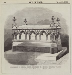 Denkmal auf dem Kensal Green Friedhof für General Forster Walker, entworfen von Mr. Edward Blore, FRS (Gravur)