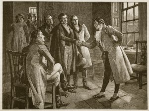 Mr. Alexanders Empfang im Kings Bench Prison, Illustration aus Cassells Illustrierter Geschichte Englands von English School