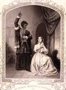 Mr. George Bennett als Othello und Mrs. Jane Bennett als Desdemona, Akt IV Szene 2, in Othello von William Shakespeare
