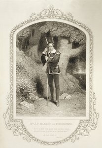 Mr. J.P. Harley als Narr, Akt V Szene 1, in Wie es euch gefällt von William Shakespeare (1564-1616), graviert von George Hollis (1792-1842) nach einem Daguerreotyp von J.P. Mayall (1810-1901) von English School