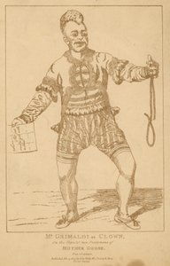 Mr Joseph Grimaldi als Clown in der beliebten Pantomime Mother Goose von English School