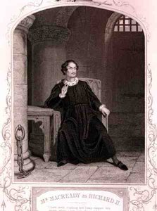 Mr. Macready als Richard II, Akt V Szene 5, im Stück von William Shakespeare, graviert von J. Rogers