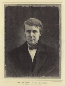 Mr. Thomas Alva Edison, der amerikanische Elektriker und Erfinder (Stich) von English School