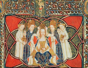 Ms 197 f.19v Krönung einer Königin, aus Liber Regalis