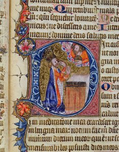 Psalm 38, David zeigt auf seinen Mund, aus dem Ramsey Abbey Psalter, ca. 1380