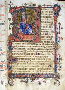 Psalm 1, David spielt Harfe, aus dem Ramsey Abbey Psalter, ca. 1380