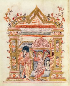 Ms 274 (Y-6) fol.72v Die heiligen Frauen am Grab, aus dem Messbuch von Robert von Jumieges, ca. 1016