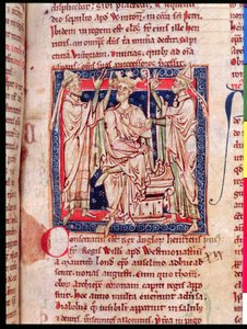 Ms 6712 (A.6.89) fol.129r Heinrich I. (1068-1135), Miniatur aus Flores Historiarum, von Matthew Paris, 1250-52 von English School