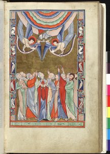Ms Hunter 229 f.14r Die Himmelfahrt, aus dem Hunterian Psalter, ca. 1170 von English School