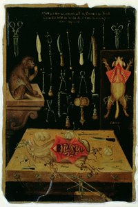 Ms Hunter 364 Tabelle I Dissektionsinstrumente, aus Anatomischen Tafeln, von John Banister (1540-1610)