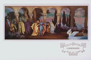 Wandgemälde im Peter Robinson Restaurant: Lohengrin von English School