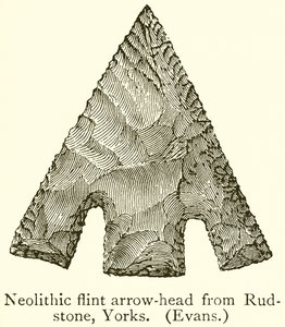 Neolithischer Feuersteinpfeilkopf aus Rudstone, Yorks. (Evans) von English School