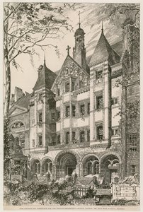 Neue Kirche und Pfarrhaus für die Französische Protestantische Kirche, London von English School