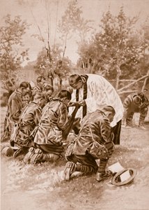 Neuseeländischer Armeekaplan spendet Soldaten vor der Schlacht die Heilige Kommunion, 1914-19