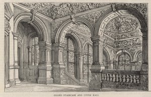 Neubau des Constitutional Club in der Northumberland Avenue: Große Treppe und oberer Saal von English School