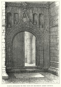 Nordeingang zum Kirchenschiff der Holyrood Abbey Church (Stich) von English School