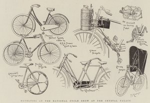 Neuheiten auf der Nationalen Fahrradausstellung im Crystal Palace (Gravur) von English School