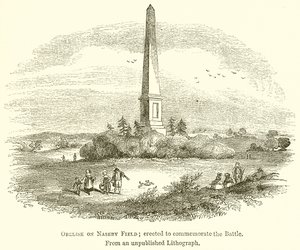Obelisk auf dem Naseby-Feld; errichtet zur Erinnerung an die Schlacht von English School