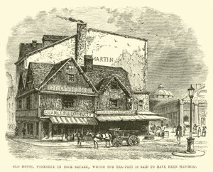 Altes Haus, ehemals am Dock Square, wo der Teeverrat angeblich ausgeheckt wurde von English School