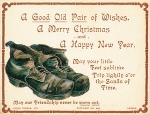 Altes Paar Stiefel, Weihnachtskarte von English School
