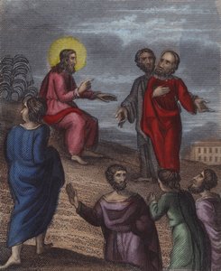 Auf hohem Olivet, im Schatten ... (farbige Gravur) von English School