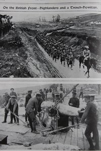 An der britischen Front - Highlander und ein Grabenhaubitze, 1914-18 von English School