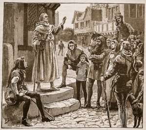 Einer von Williams armen Priestern predigt dem Volk, Illustration aus Cassells Illustrierter Geschichte Englands von English School