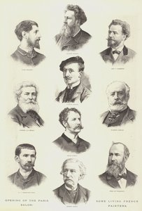 Eröffnung des Pariser Salons, einige lebende französische Maler (Gravur) von English School