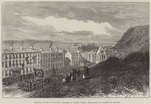 Eröffnung des University College of North Wales, Prozession der Gewerke in Bangor (Gravur) von English School