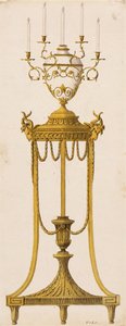 Originalentwurf für ein Stativ und eine Vase für Kerzen, aus "Works in Architecture", von Robert und J. Adam, 1773
