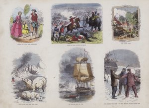 Seite aus dem attraktiven Bilderbuch (farbige Gravur) von English School