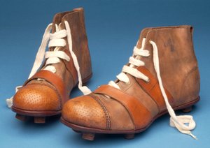 Paar Cup-Final-Spezialstiefel mit Korbmuster auf den Zehen, ca. 1910