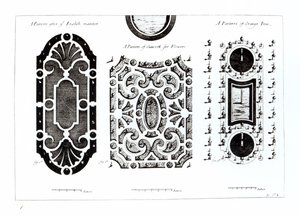 Parterredesigns, aus Theory and Practice of Gardening, von Antoine-Joseph Dezallier D