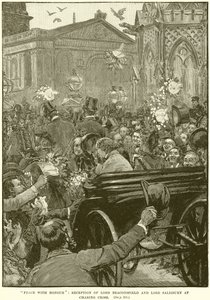 Frieden mit Ehre: Empfang von Lord Beaconsfield und Lord Salisbury am Charing Cross von English School