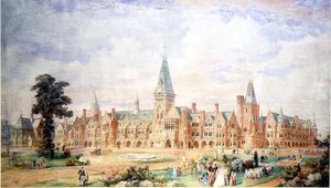 Perspektivisches Design für eine Schule oder ein College, ca. 1865 von English School