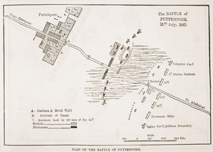 Plan der Schlacht von Futtehpore, 12. Juli 1857, aus Cassells Illustrierter Geschichte Englands von English School