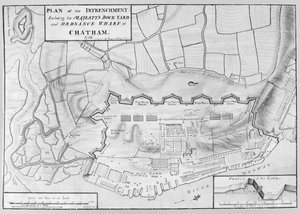 Plan der Verschanzung des Königlichen Dockyards und des Ordnance Wharfs in Chatham