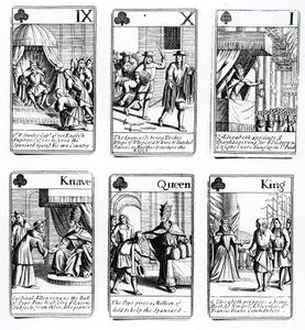 Spielkarten, die Ereignisse der Spanischen Armada darstellen, 1699 von English School