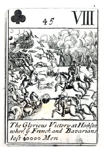 Spielkarte, die den glorreichen Sieg in der Schlacht von Hochstadt zeigt, bei der die Franzosen und Bayern 40.000 Mann verloren von English School