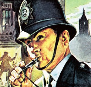 Polizist mit seiner Pfeife