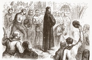 Volksdemonstration am Lambeth Palace zugunsten von Wicliffe, Illustration aus Die Geschichte des Protestantismus von James Aitken Wylie, veröffentlicht 1878 von English School